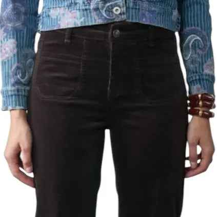 Pantalon femme en velours flare