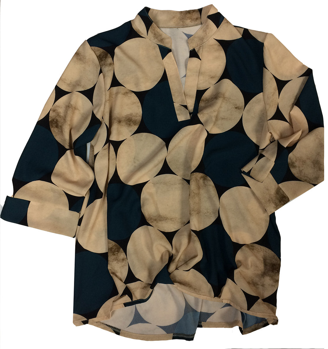 NO AGE women's printed blouse featuring a rounded neckline and stylish design, perfect for casual wear.