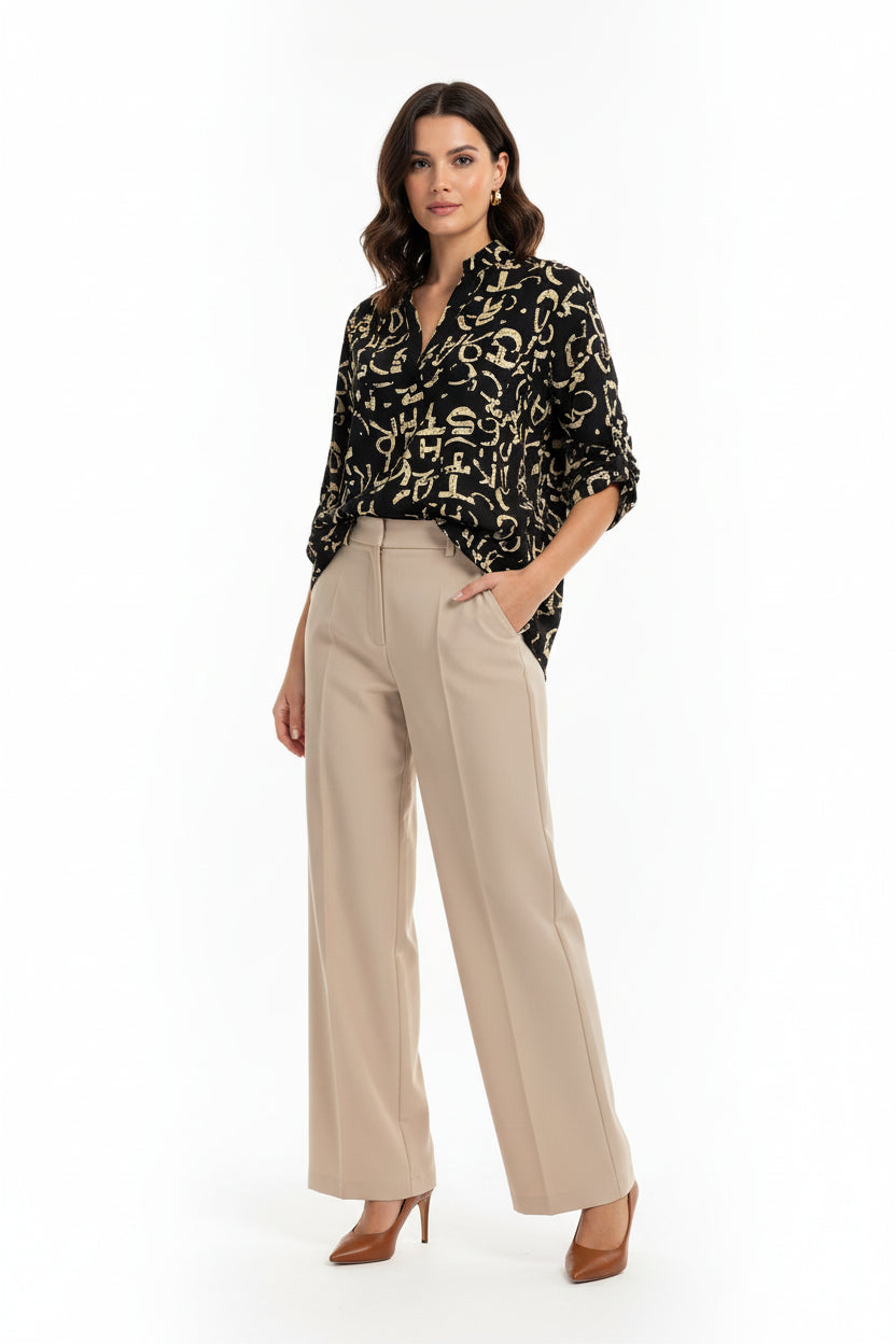 Multicolored NO AGE women's graffiti print blouse with a relaxed fit and stylish design.