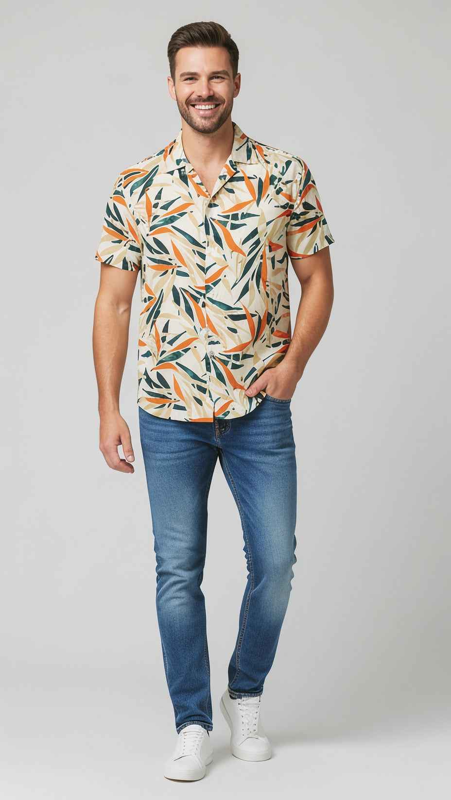 Chemisette regular imprimé Floral Beige