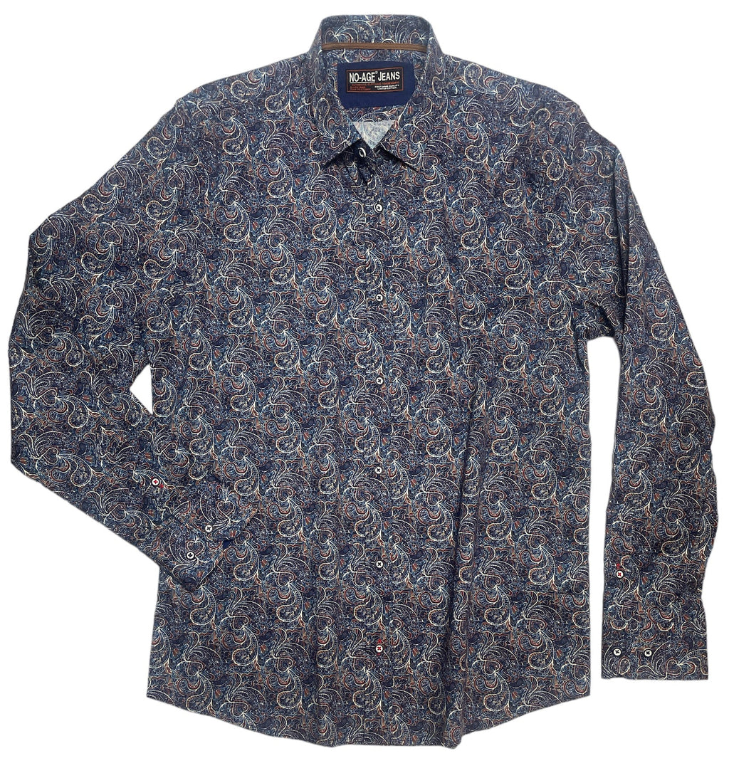 Chemise homme bleu Slim imprimé volut NO AGE