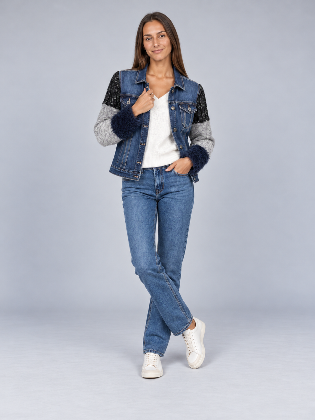Women's Khaki Denim Jacket NO AGE