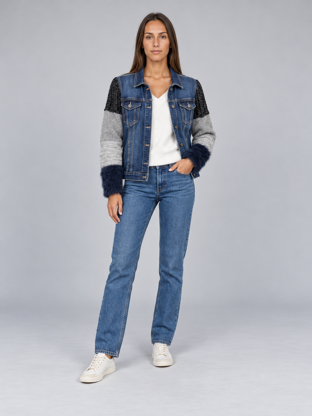 Women's Khaki Denim Jacket NO AGE