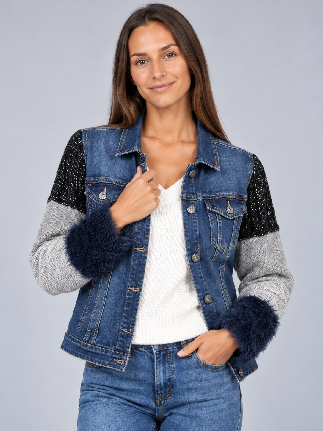 Women's Khaki Denim Jacket NO AGE