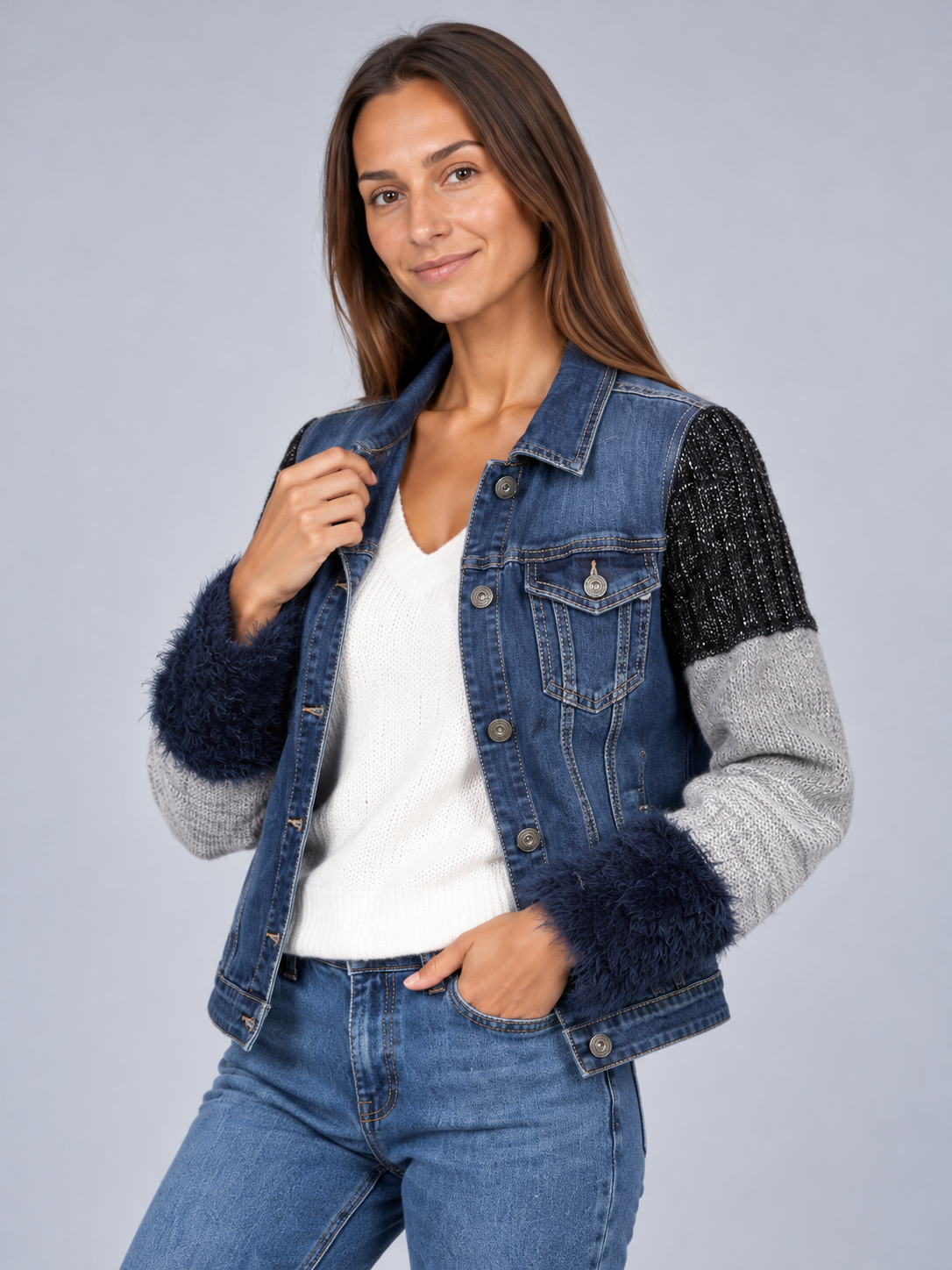 Women's Khaki Denim Jacket NO AGE