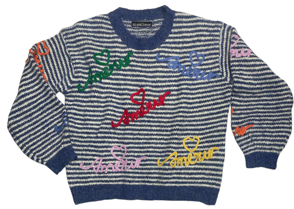 Pull rayure ecriture NO AGE