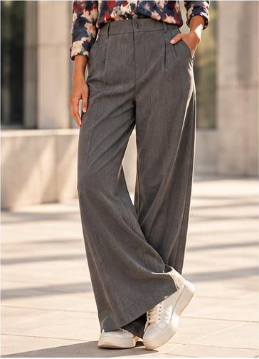 Pantalon large à pinces gris