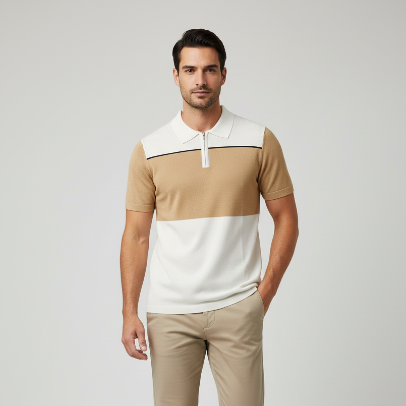 Polo homme en maille 2 tons