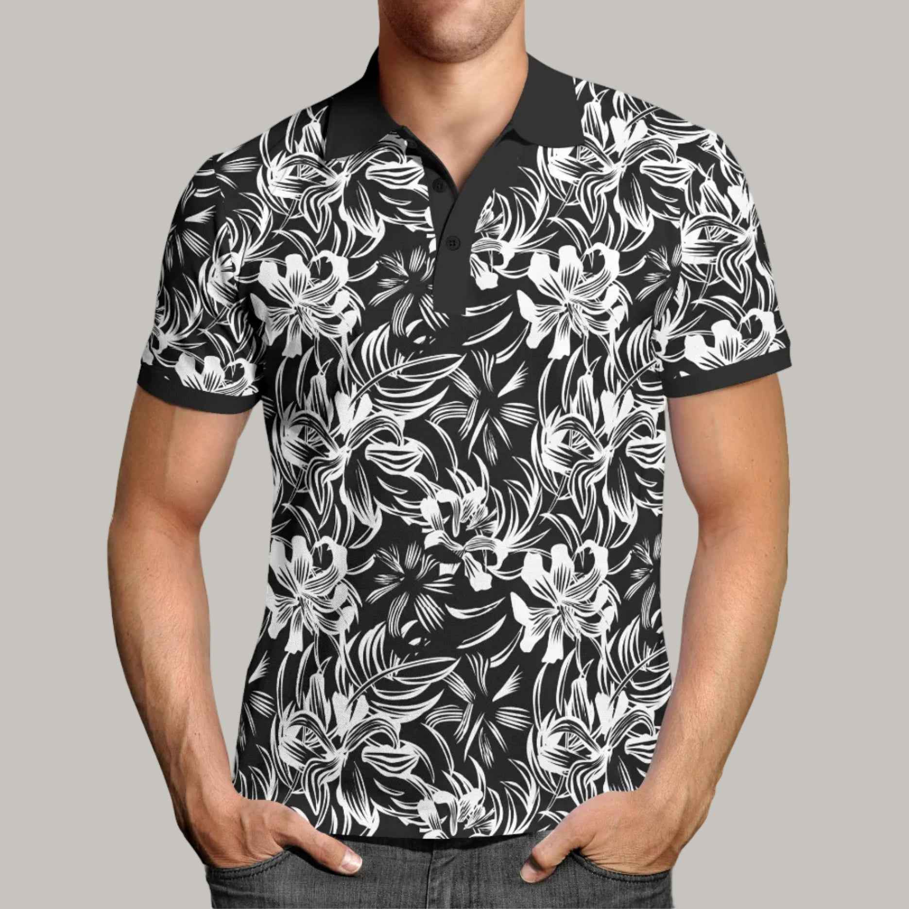 Polo en coton imprimé HIBISCUS