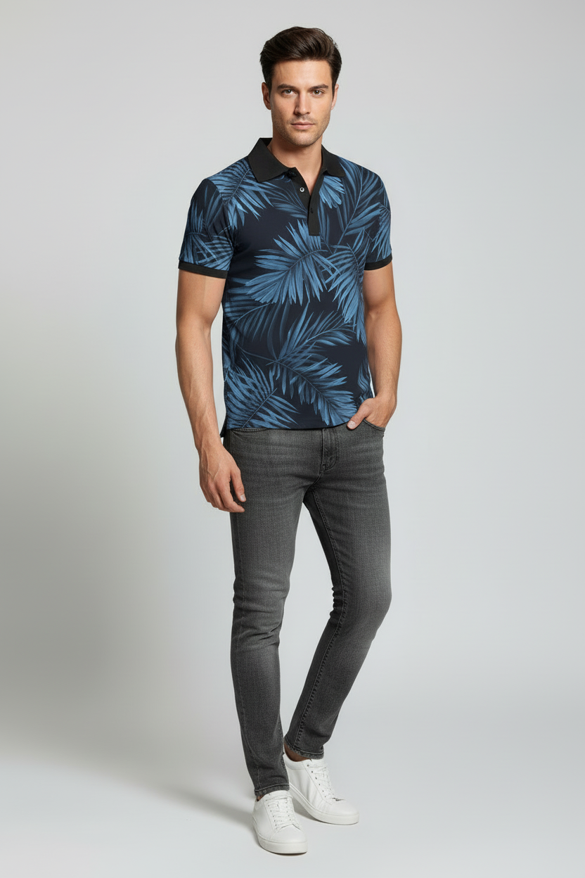 Polo en coton imprimé PALM