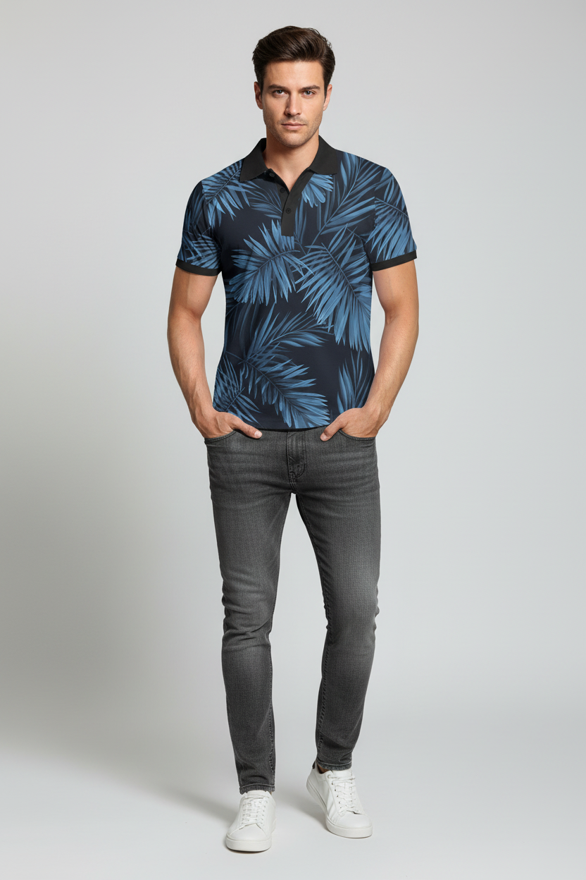 Polo en coton imprimé PALM