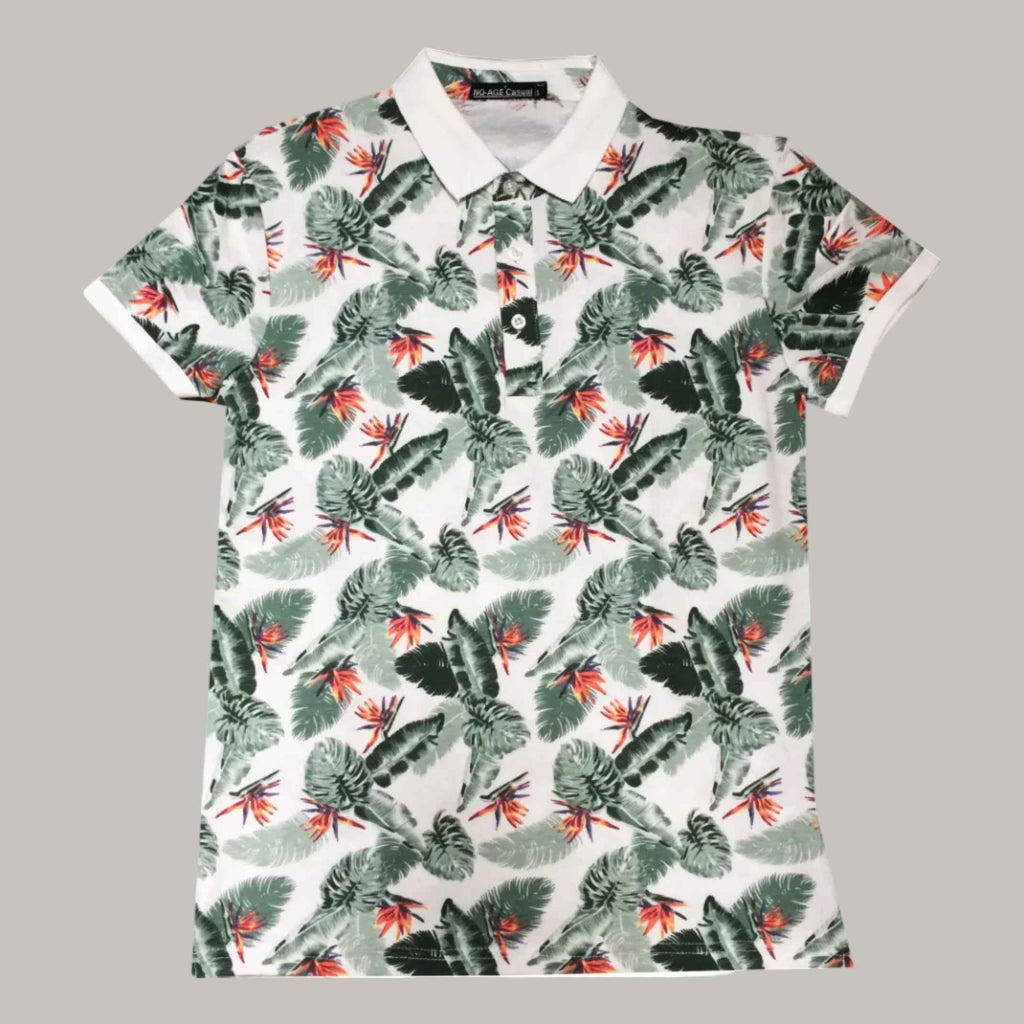 Polo en coton imprimé maille piqué