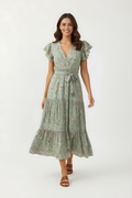 Robe longue femme en liberty en viscose de la marque NO AGE, motif floral léger et tissu fluide visible sur l'image.