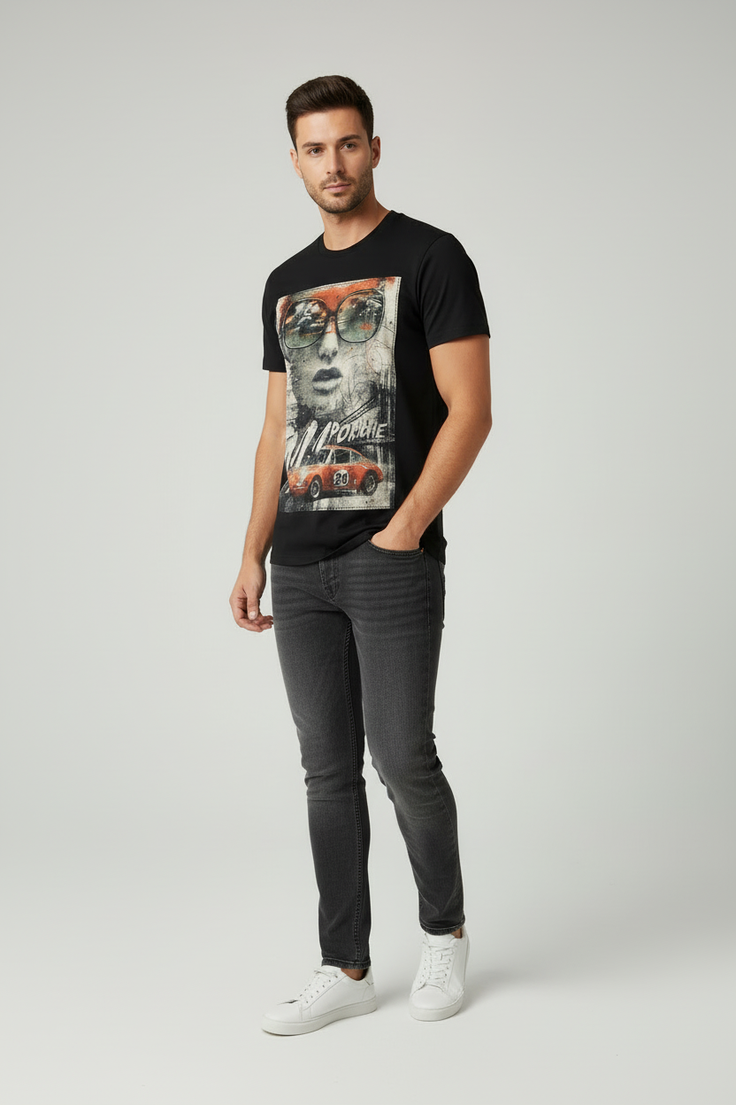 T-shirt regular col rond 100% coton - NOIR NO AGE