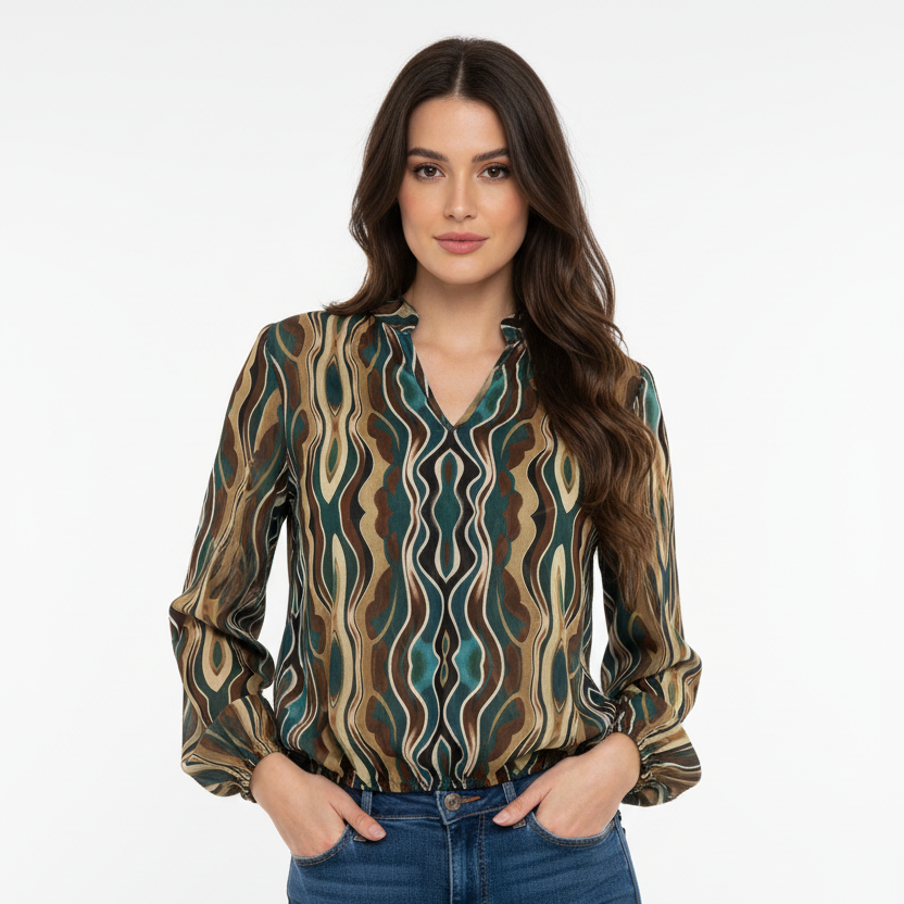 Blouse femme fantaisie imprimé NO AGE