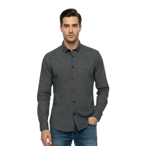 Chemise slim homme imprimée noir - NO AGE Store