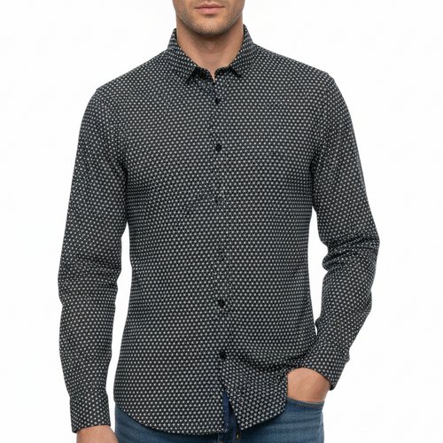 Chemise slim homme imprimée noir - NO AGE Store