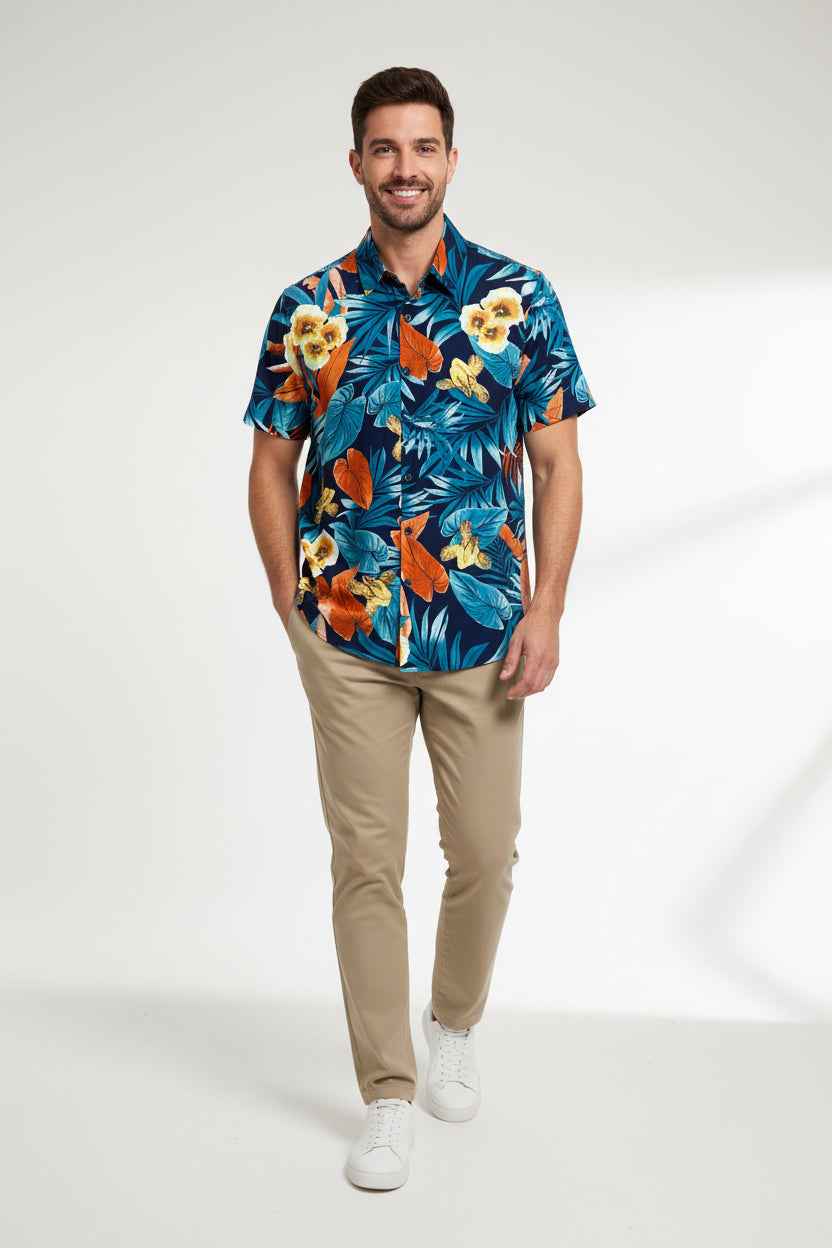 Chemisette regular imprimé Floral Marine