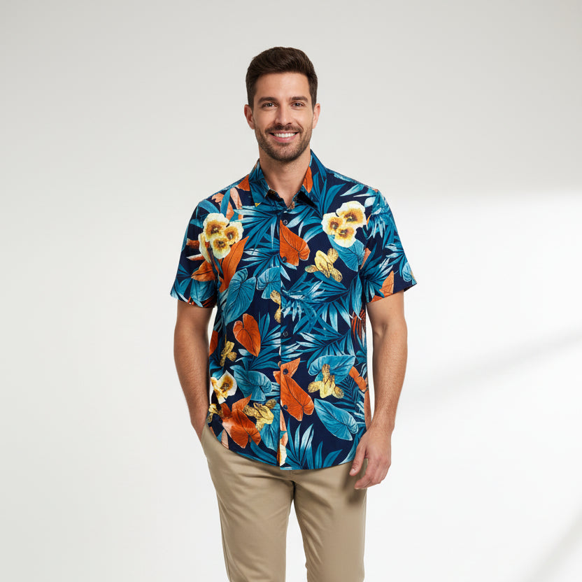 Chemisette regular imprimé Floral Marine