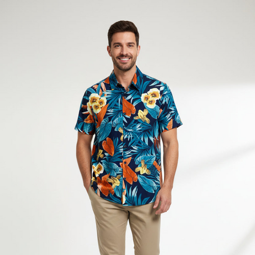 Chemisette regular imprimé Floral Marine