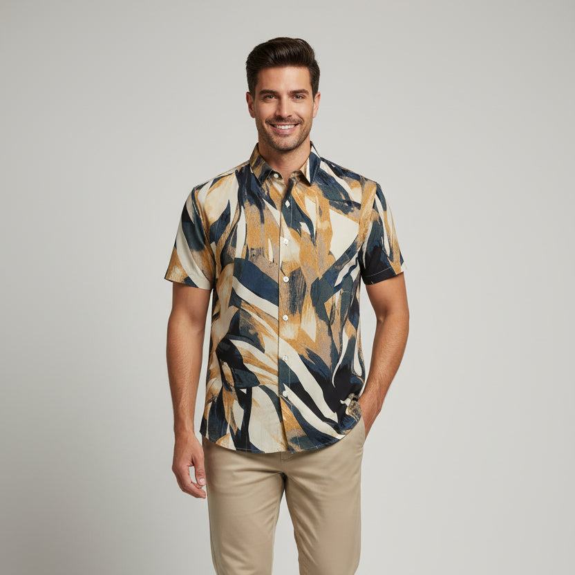Chemisette regular imprimé camouflage en viscose