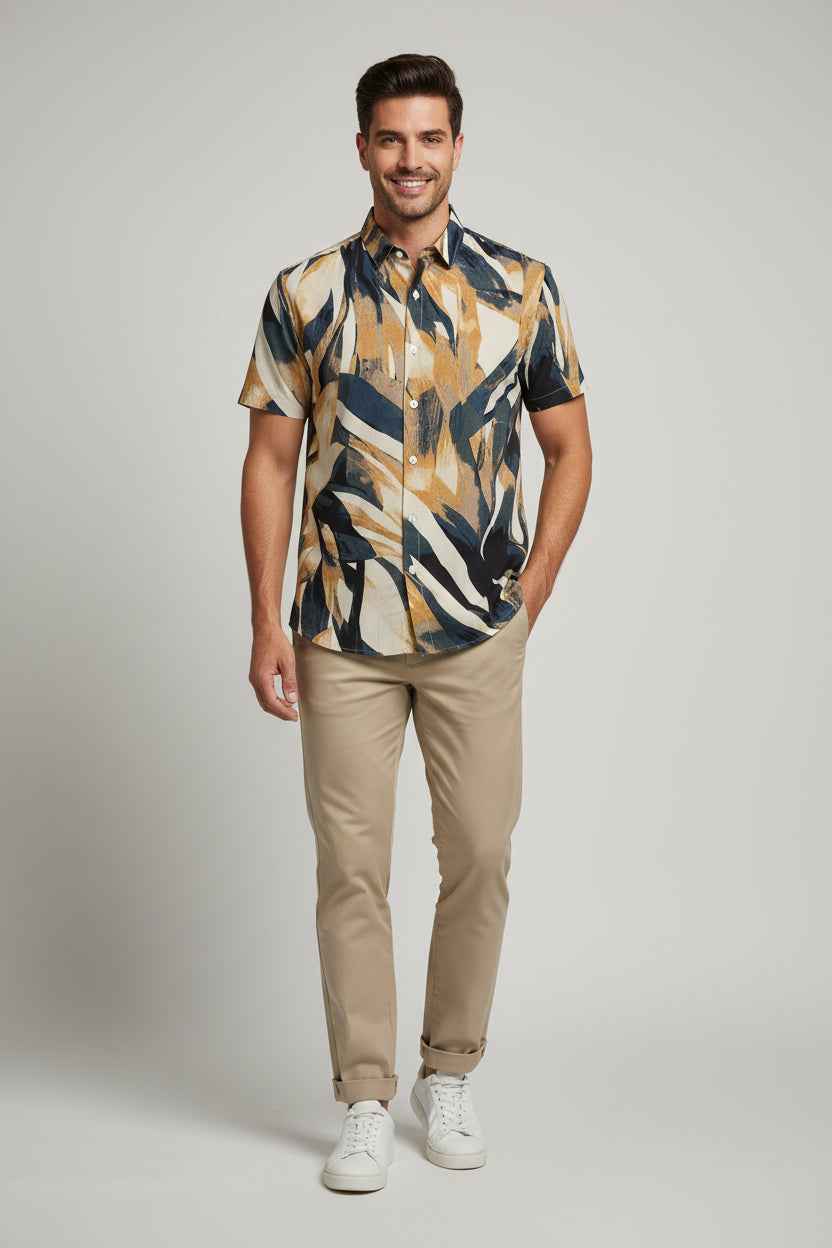 Chemisette regular imprimé camouflage en viscose