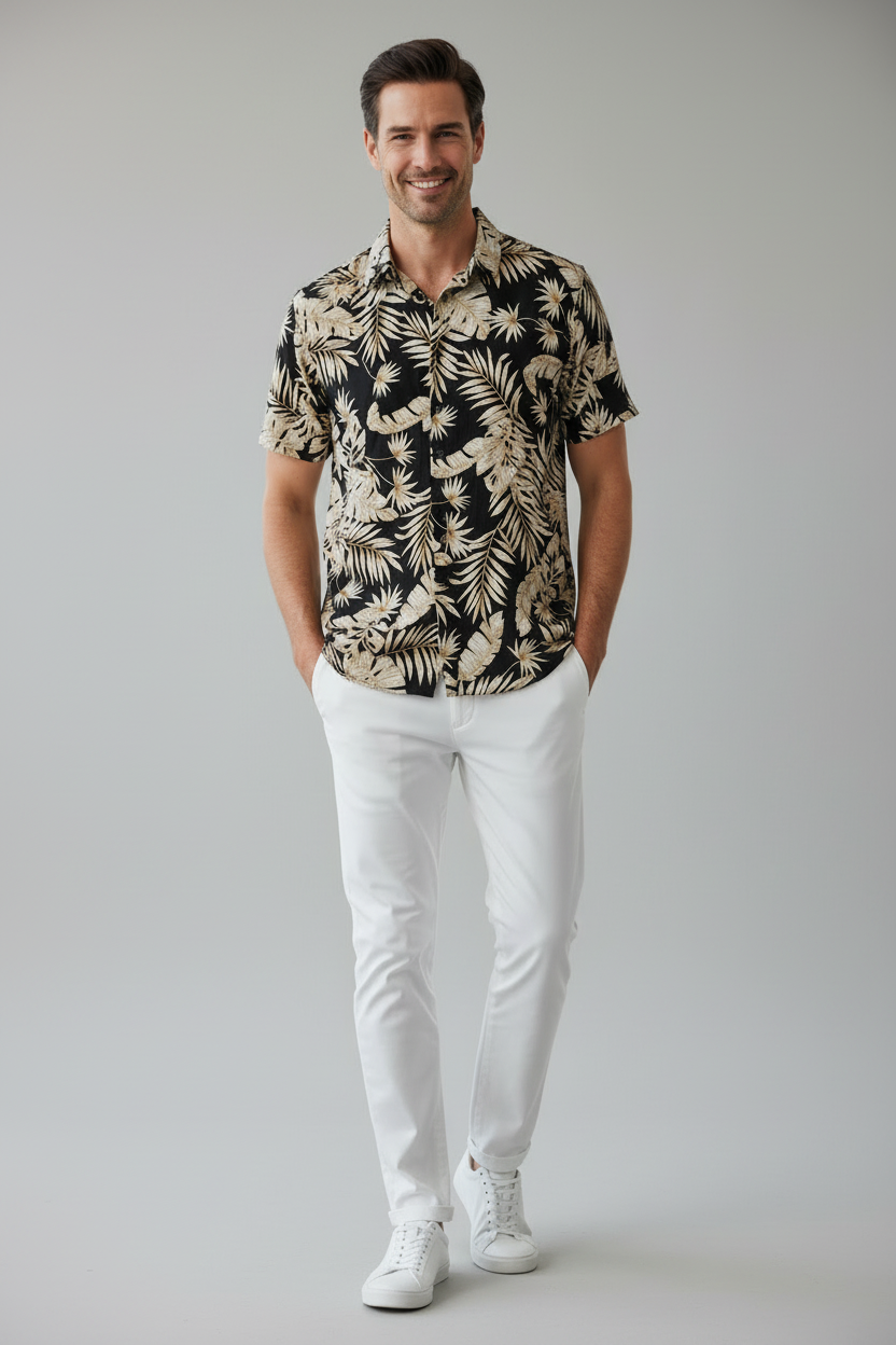 Chemisette regular imprimé Palm en viscose