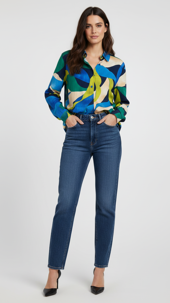 Chemisier femme fantaisie palmes NO AGE