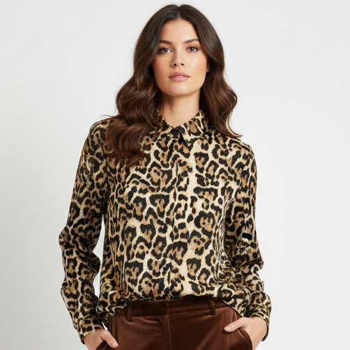 Chemisier femme imprimé léopard