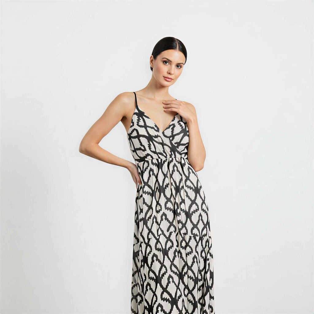 Robe longue imprimée fines bretelles