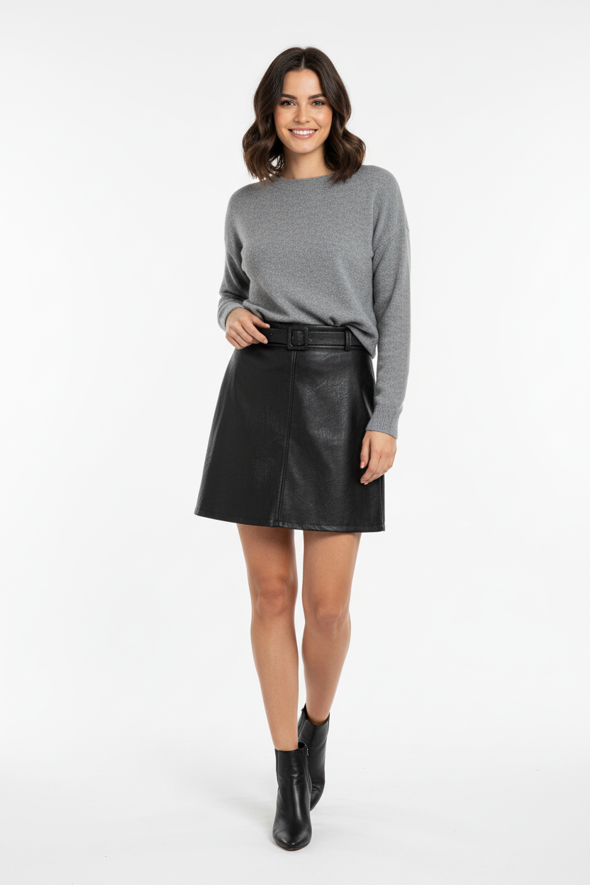 JUPE COURTE NOIR IMITATION CUIR NO AGE