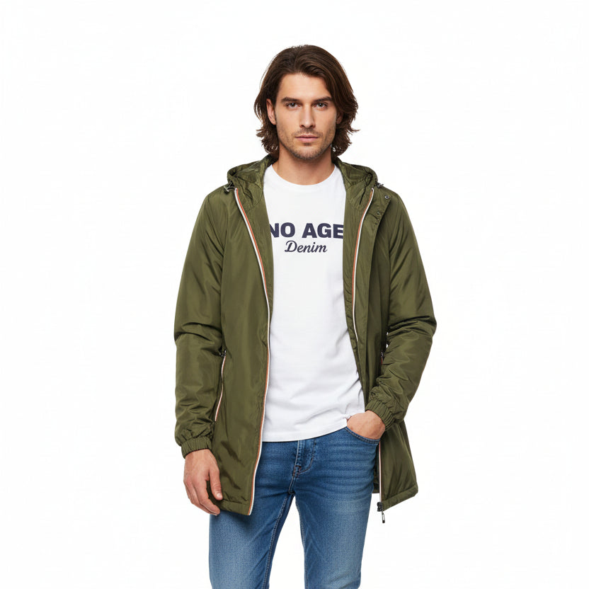 Manteau coupe-vent long capuche - NO AGE Store