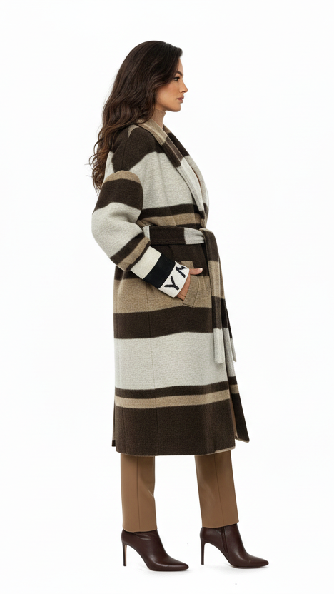 Manteau femme lainage à rayure NO AGE