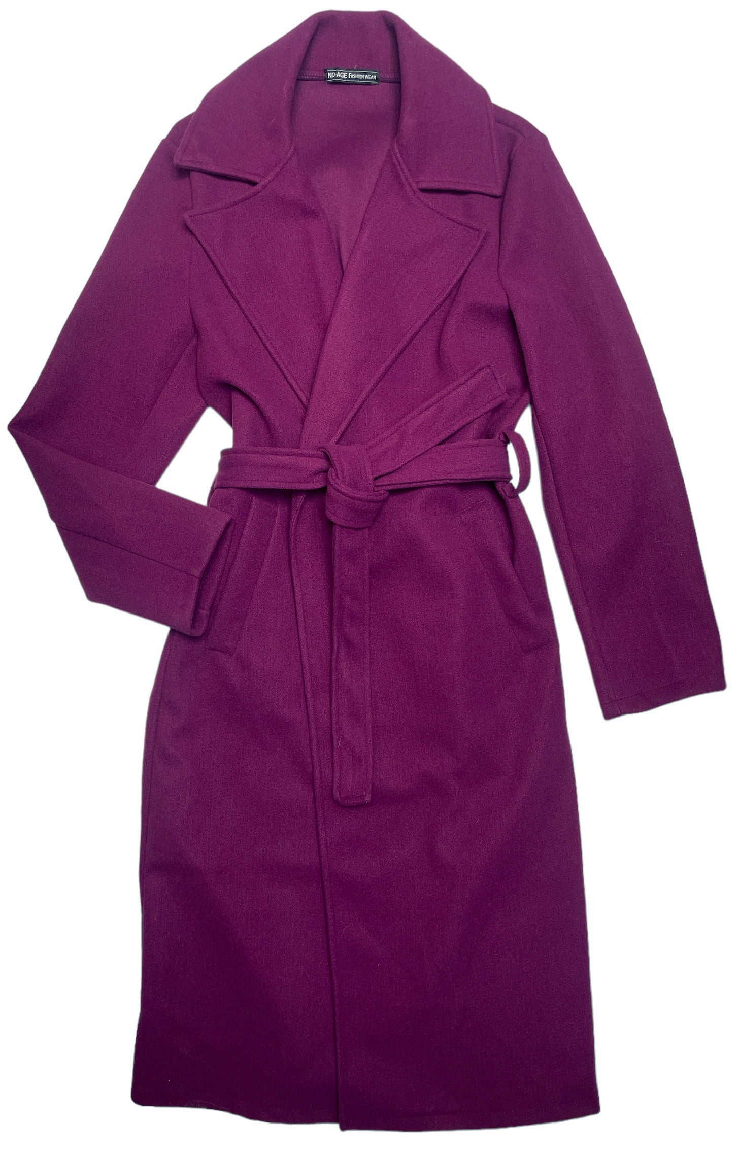 manteau femme long lainage fushia à nouer