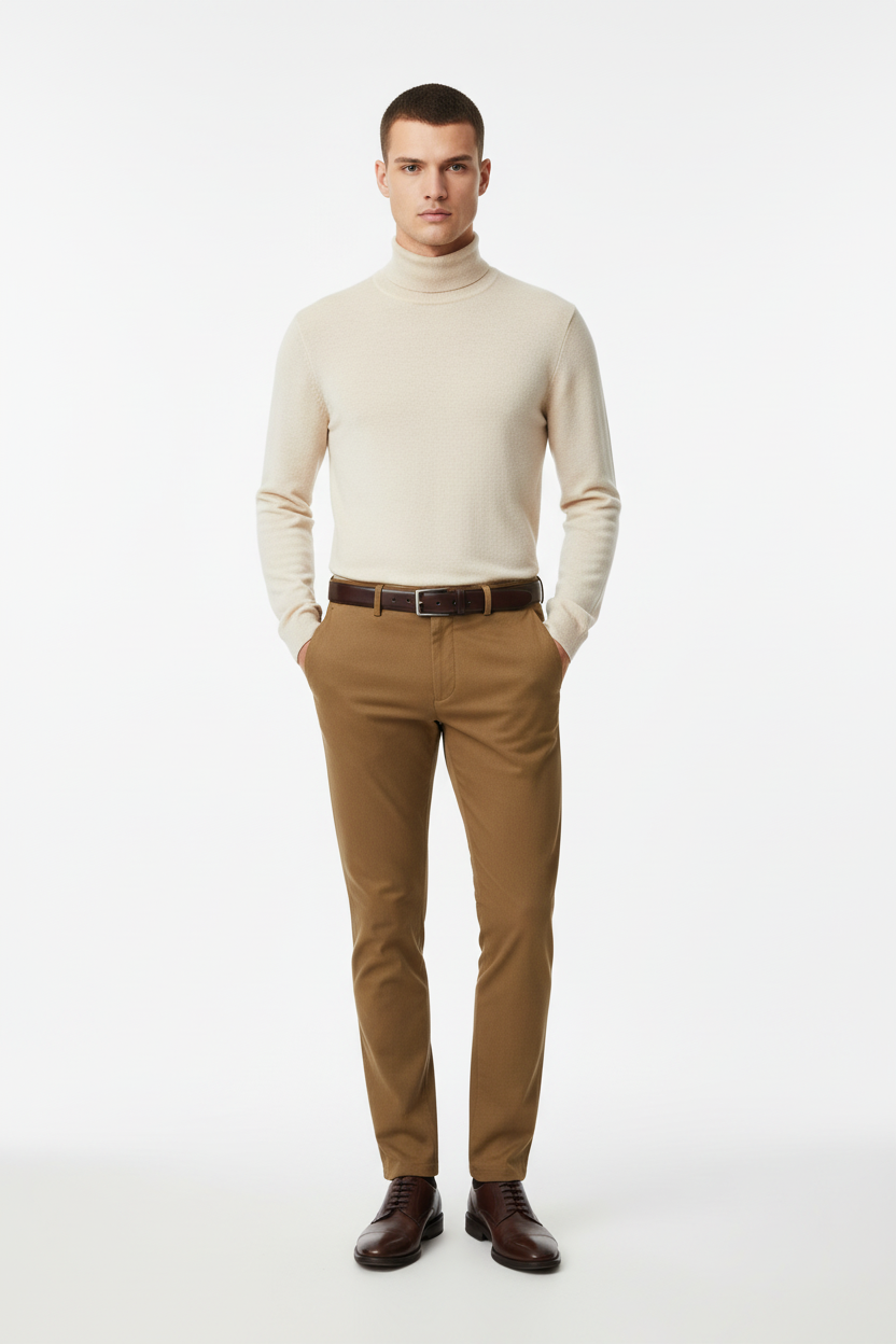 PANTALON Homme slim fit uni - Camel - NO AGE NO AGE
