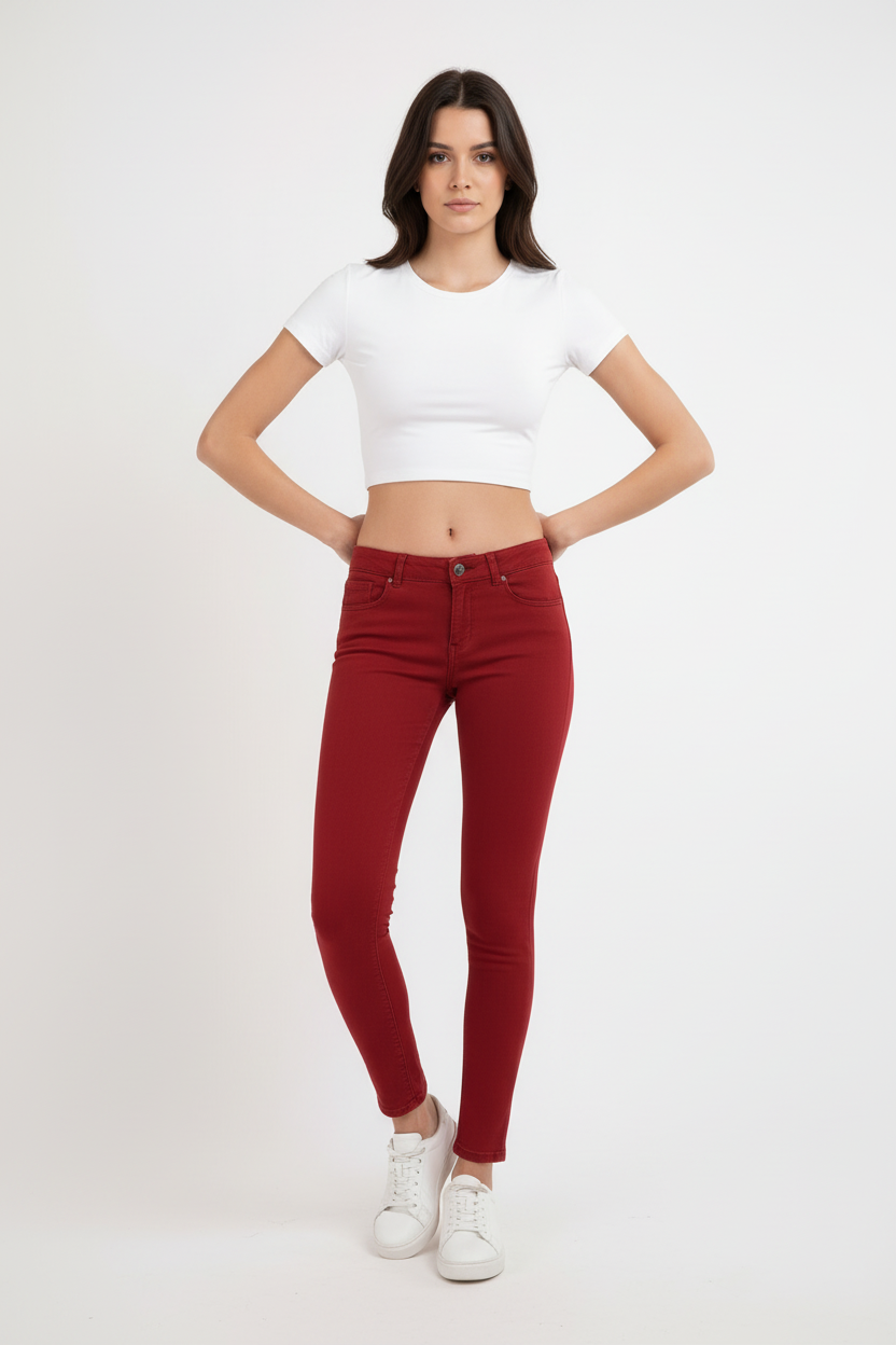 Pantalon femme pushup slim bordeaux - NO AGE Store