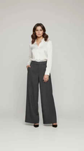 Pantalon wide leg à pinces rayé