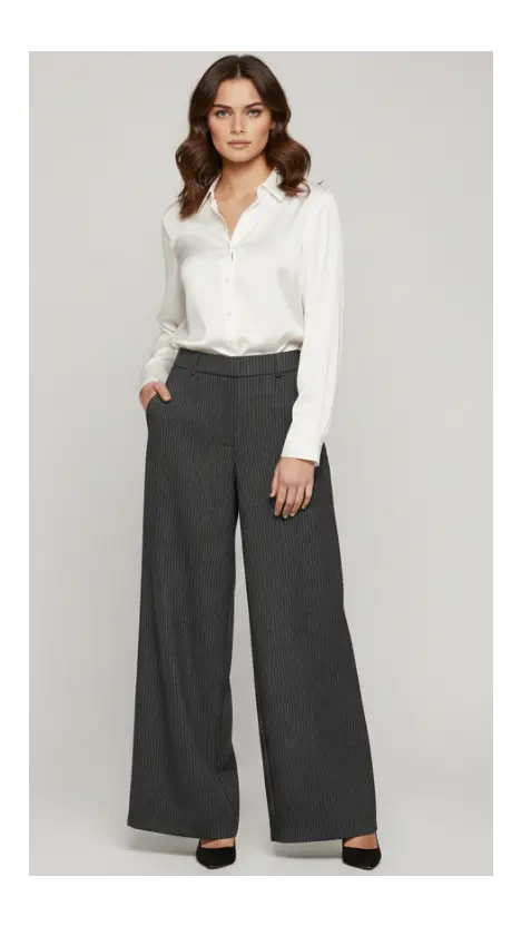 Pantalon wide leg à pinces rayé NO AGE