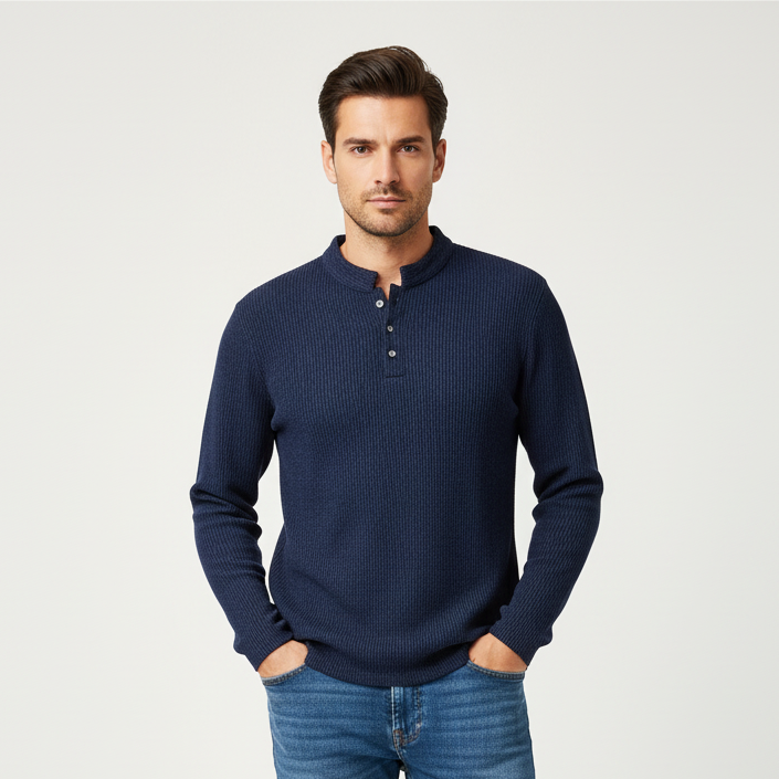 Polo en maille chiné col mao - NO AGE Store