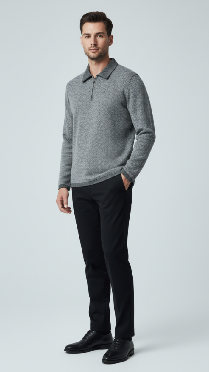 Polo chevrons en maille col zippé - NO AGE Store