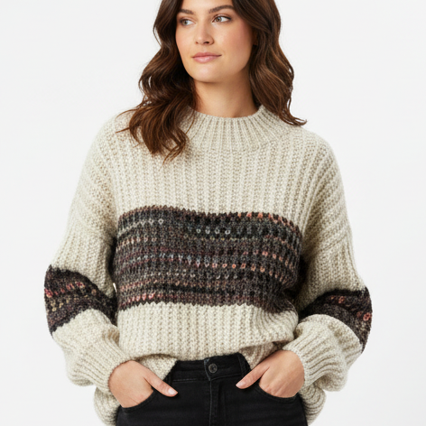 PULL femme oversize beige - NO AGE Store