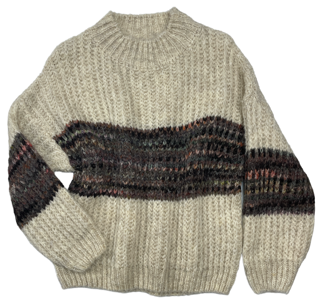 pull femme 2 tons large bande oversize