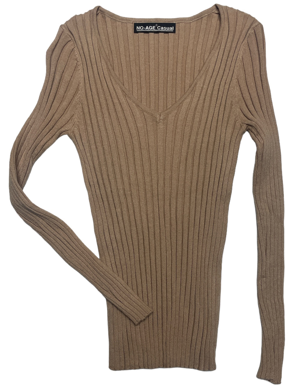 Pull femme moulant à cotes col V - NO AGE Store