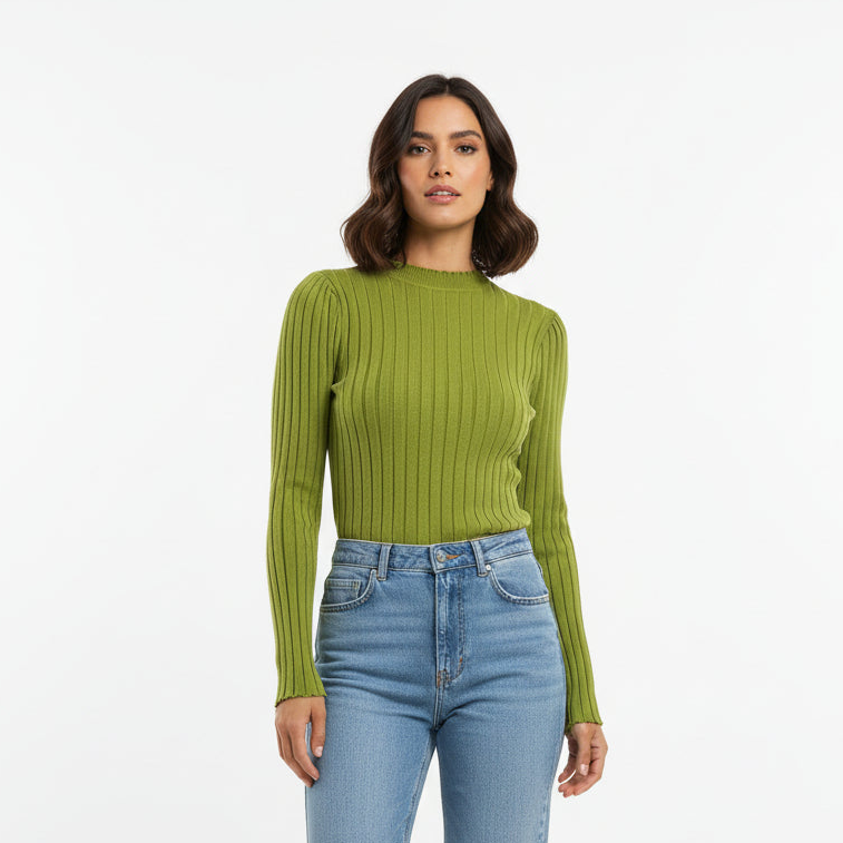 Pull femme moulant large cotes - NO AGE Store