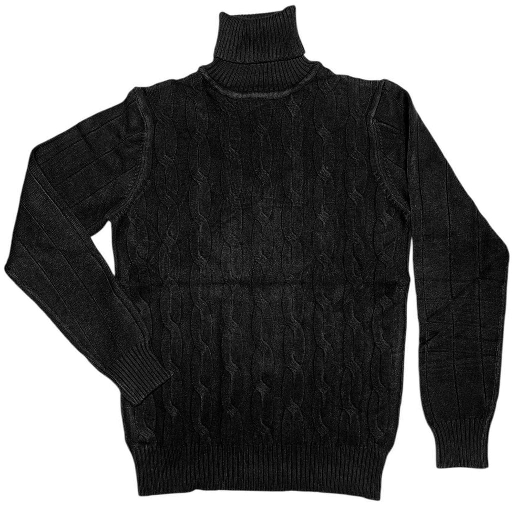 Pull homme torsade col roulé - NOIR NO AGE