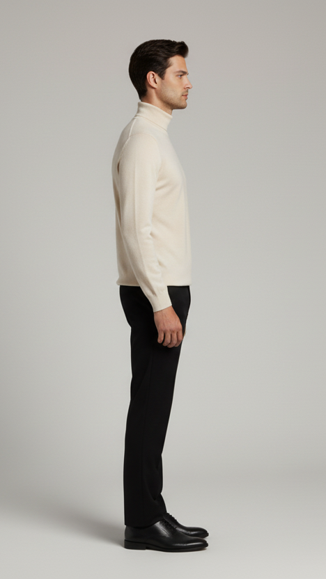 Pull homme uni col roulé - Ecru - NO AGE NO AGE