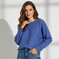 Pull fantaisie col rond bleu NO AGE