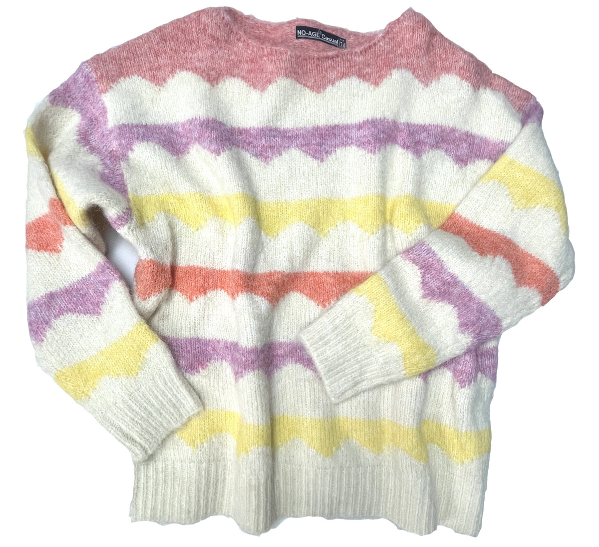 Pull femme pastel à rayure multicolor