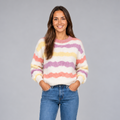 Pull femme pastel à rayure multicolor