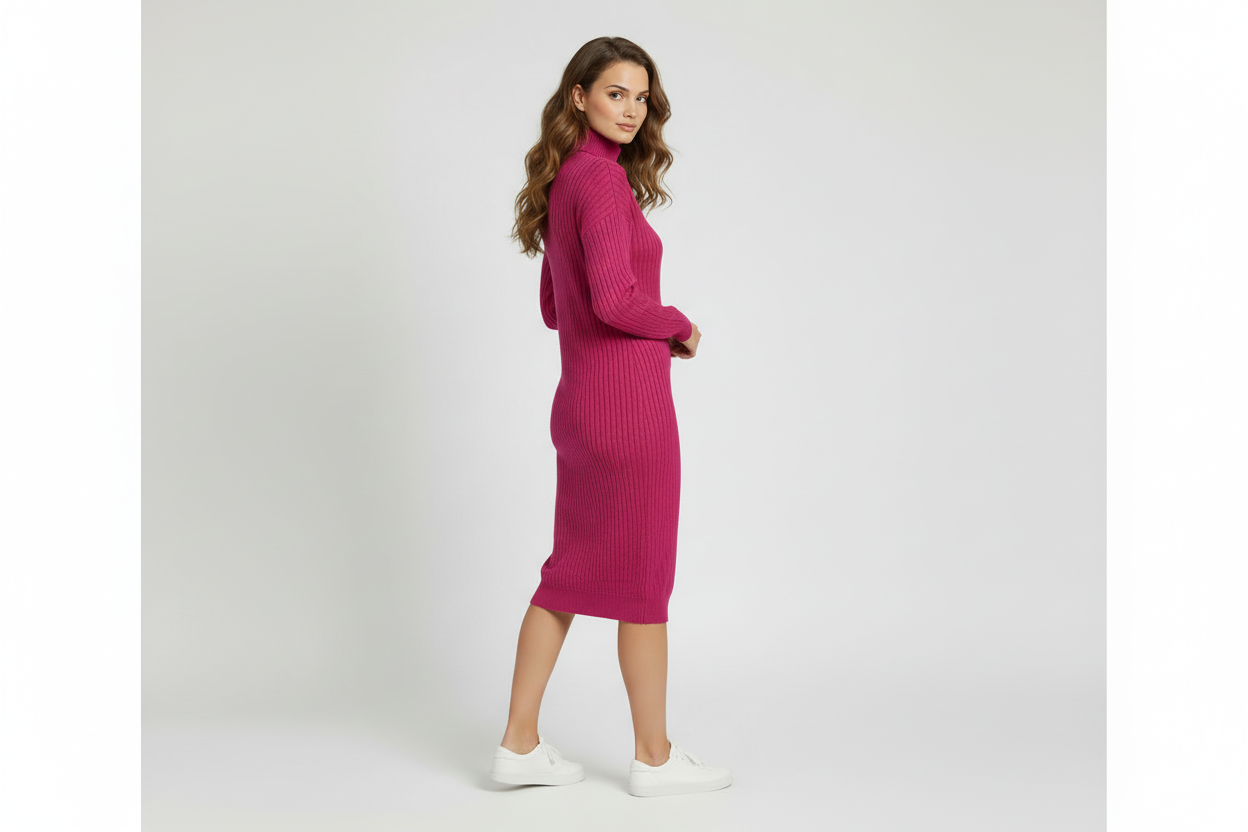 Robe longue femme en lainage tissage torsade - NO AGE Store